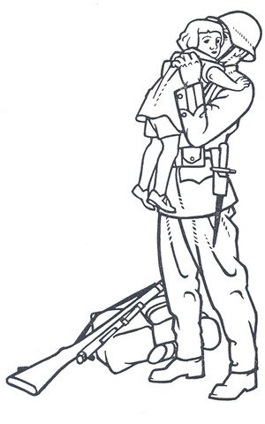 Soldat suisse avec un enfant. Source: Hans Gerold Wirz, Vierzig Jahre Nationalspende, Zürich 1960.