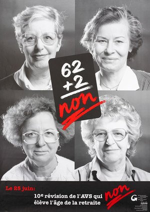 Affiche "Non à la 10e révision de l'AVS" de 1995. Source: Bibliothèque de Genève, Da 2845.