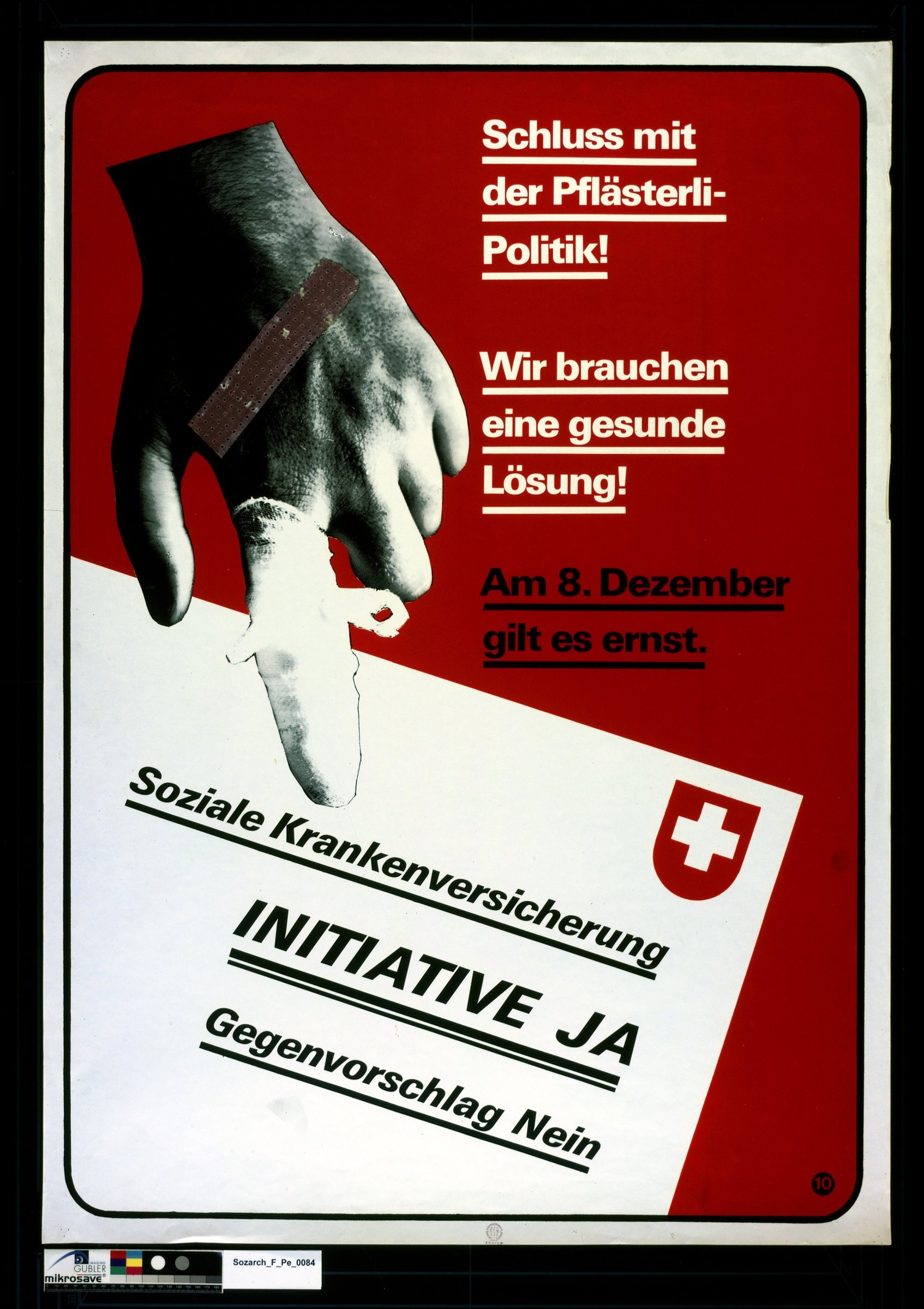 Affiche pour la votation populaire du 8 décembre 1974. Archives sociales suisses, Zurich.