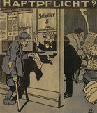 Caricature sur la “responsabilité civile“ des employeurs, Der neue Postillon, 2 février 1912. 75 ans SUVA, Lucerne 1993.