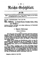 Feuille officielle de l’Empire allemand, Reichsgesetzesblatt, 1884. Internet.